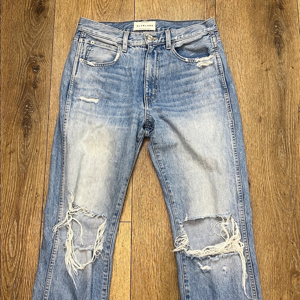 SLVRLAKE Hero Distressed Raw Hem Jeans in Long Time Coming Size 28 - Picture 4 of 10